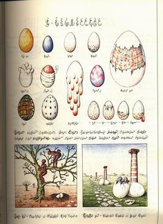 an open book with pictures of different types of eggs