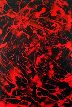 an abstract painting with red and black colors