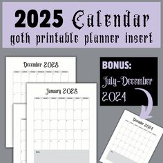 the printable calendar for december and december is shown in three different colors, including purple