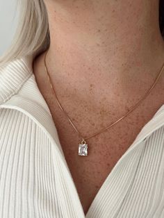 DIANA ON BOX CHAIN NECKLACE – ALV Jewels Jewelry 2024, Jewellery Aesthetic, Pinterest Jewelry, Gold Chain With Pendant, Box Chain Necklace, Classy Jewelry, Cz Pendant, Jewelry Lookbook, Pretty Jewelry