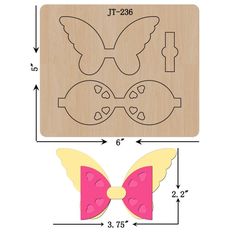 an image of a wooden cutting board with the shape of a bow and wings on it