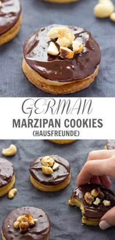 german marzipan cookies with chocolate frosting and nuts