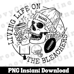 a skull wearing a football helmet and holding a football in his hand with the words png