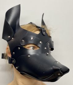 Puppy play mask made of high-quality genuine leather. No glue Only leather, waxed thread and metal rivets. Thanks to the adjustable straps, the mask fits most adult sizes. Pattern DieselpunkRo. If you have any questions, we will be happy to answer them. Muzzle Mask, Pet Play, Gimp Mask, Pup Play Mask, Leather Daddy, Fantasy Leather Masks And Prosthetics For Cosplay, Puppy Mask, Diy Leather Mask, Pup Mask