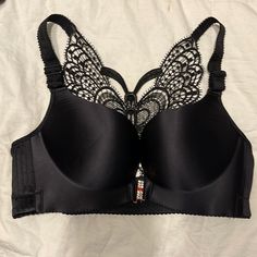 Black Bra With Butterfly On Back Lingerie, Butterfly Bra, Black Bra, On Back, Women's Intimates, Embellishments, Womens Sizes, Bra, Women Shopping