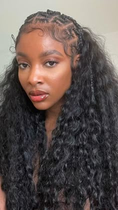 Braids With Curly Hair, Stitch Feed In Braids, A Quick Weave, Feed In Braids, Hair Styles Braids, Styles Braids, Vacation Hairstyles, Sew In Hairstyles