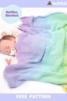 a baby wrapped in a blanket with the words free knitting pattern on it's side