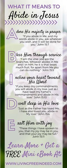 a poster with the words what it means to able in jesus and an image of flowers