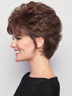 The VOLUMINOUS CROP Wig by hairdo is a short, all over layered cut that allows for varied styling options. The flattering eyelash bangs can be worn full or piecey, and the layered sides can be brought forward to frame the face or combed back to blend into a softly-waved, full back and nape for light and airy volume. Whether worn tousled or smooth, this versatile cut exemplifies cool and easy styling. Just a firm shake and a bit of finger styling right out of the box and it’s ready to go! *Prices Messy Bob, Layered Cut, Hair Ombre, Short Hair Over 60, Synthetic Wig, Short Hair Cuts For Women, Hair Cut, Ombre Hair, Synthetic Wigs