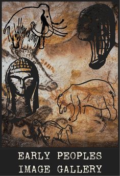 an elephant and other animals are depicted in this cave painting with the words early peoples image gallery