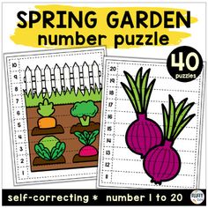 the spring garden number puzzle with carrots and radishes