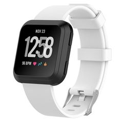 Features: Replacement band for Fitbit Versa/Versa 2/Versa Lite Smartwatch Made of durable silicone Water- and sweat-resistant Adjustable Length Great for use during exercises Leather Menu, Fitbit Bands, Apple Watch Leather, Cool Picks, Silicone Watch Band, Built In Wardrobe, Silicon Bands, Leather Shops, Silicone Rubber