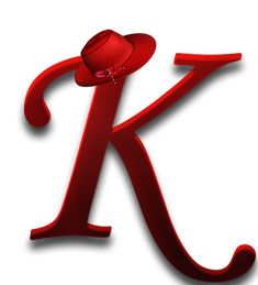 the letter k has a red hat on it