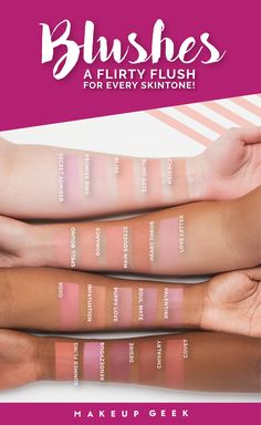 Makeup Geek Blushes for your skin tone #makeupgeek Makeup Geek Eyeshadow, Natural Smokey Eye, Best Natural Makeup, Beauty Pop, Makeup Blogger, Makeup Swatches, Makeup Obsession, Makeup Blog, Makeup Geek