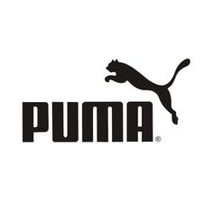 the puma logo is black and white with a cat on it's back