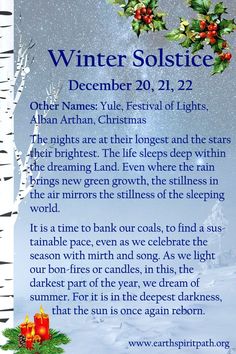 a poem written in the language of winter solstice with an image of a tree and