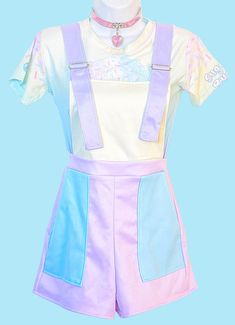 Pastel Rave Outfit, Pastel Clothes Outfits, Pastel Overalls, Fashion 90s, Trendy Swimwear, Pajama Set Women