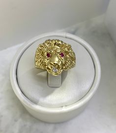 ● Mens Real Gold 10K Solid Yellow Gold Lion Face With Stones 10 Karat Ring Mens Jewelry Heavy Ring ●Metal : 10K Solid Yellow Gold ●Purity : 10k with authenticity stamp ●Weight: Approx 8 Grams ●Shape : Lion Face  ● Size: 8 ● Size: (Message us for custom size) If sizing is needed then message before placing your order for the price. The item will not be eligible for return if the sizing is done also the price will change if sizing is needed. ●Condition : Brand New ●Complimentary Premium Jewelry bo Lion Rings For Men Gold, Gold Lion Ring, Gold Lion Necklace, Gold Lion Pendant Jewelry, Lion Ring, Gold Lion, Lion Face, Real Gold, Metal Rings