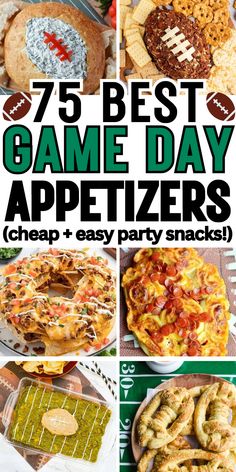 Easy game day appetizers, dips, and finger foods for a football party, with the best tailgate appetizers and football game snacks for a crowd. Best Football Sunday Food, Quick Easy Tailgate Appetizers, Easy Sunday Football Snacks, Football Sunday Food Appetizers Easy, College Football Party Food, Football Tailgate Side Dishes, Sides For Tailgating Football, Football Themed Finger Foods, Football Game Day Appetizers