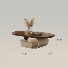 a table with a plant on it and measurements for the top portion of the table