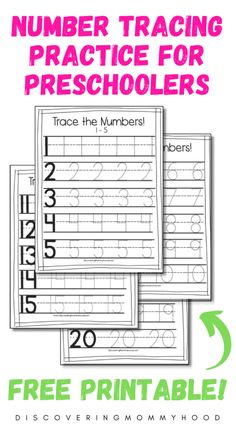 two printable numbers for preschoolers to practice their handwriting and number recognition with the free print