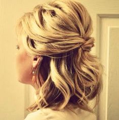 Mother Of The Bride Shoulder Length Hairstyles, Half Updos For Medium Length Hair Wedding, Partial Updos For Short Hair, Half Up Half Down Mother Of Bride Hair, Short Updo, Mob Hair, Mob Style, Partial Updo, Sangeet Night