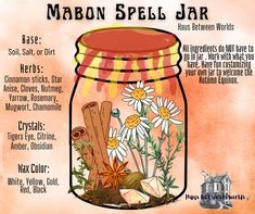 Ingredients ans copondents for a Mabon spell jar #mabon #autumnequinox #fall #harvest #autumn #herbs #crstals #spells #spelljars #witchcraft #pagan #wiccan Autumn Spell Jar, Mabon Candle Spell, Mini Mabon Altar, Fall Equinox Spells, Mabon Blessings Images, Mabon Altar In A Jar, Simmer Pot For Mabon, Crystals For Mabon, Mabon Spells And Rituals