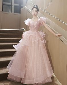 Laceup Dress, Pink Formal Dress, Prom Dresses Gowns, Pink Formal Dresses, Evening Dresses With Sleeves, Princess Ball Gowns, Pink Gowns, Pretty Prom Dresses, Mothers Dresses