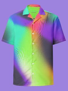 Neon Vaporwave Button Down Shirt EDM Festival Outfit Colorful Abstract Button up Oversized Shirt Retro Gradient Hawaiian Shirt - Etsy Slovakia Neon Vaporwave, Vaporwave Design, Retro Vaporwave, Retro Gradient, Edm Festival Outfit, Abstract Gradient, Colorful Gradient, Edm Festival, Gradient Design