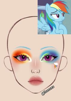 Rainbow Dash Cosplay Makeup, Rainbow Dash Nails, Pre Shower Makeup Ideas, Character Makeup Looks