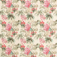 Brunschwig & Fils Tongli Fabric- Peony– Swan Court Chinoiserie Bedroom, Small Sitting Rooms, French Chinoiserie, Brunschwig And Fils, Dollhouse Rugs, Chinoiserie Fabric, Modern Chinoiserie, Wallpaper Window, Peony Fabric