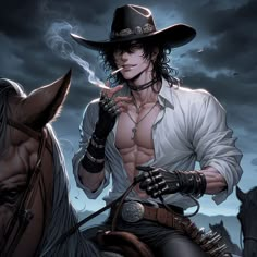 Male Cowboy Art, Female Cowboy Aesthetic, Black Haired Male Character Art, Hot Cowboy Art, Werewolf Character Design Male, Au Ra Male, Cowboy Oc Art, Cowboy Character Art, Cowboy Oc Male