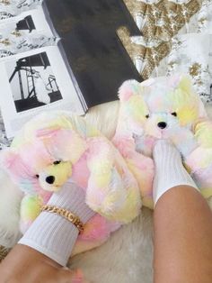 DETAILS Casual/chic Teddy bear Fluffy Length 11.8'' width 7.9'' Teddy Slippers, Teddy Bear Slippers, Fluffy Teddy Bear, Fluffy Shoes, Bear Slippers, Cartoon Series, Bedroom Slippers, Cute Slippers, Pink Teddy