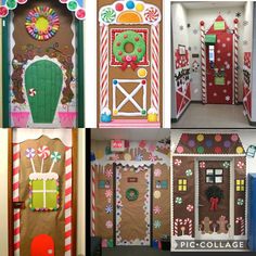 Christmas Candy Land Door Decorations, Ginger Bread Office Decorations, Candy Door Decorations Classroom, Christmas Cafeteria Decorations, Candyland Door Decorations For School, Christmas Door Decorating Contest Apartment, Candyland Christmas Door, Gingerbread Hallway Decorations, Gingerbread House Door Classroom