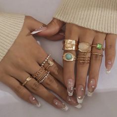 * Material -> Alloy Free Gift W/ Every Purchase >>Offer Friendly Closet<< >{ All Fair Values Accepted }< Pine Jewelry, Fashion Ring Set, Dope Jewelry Accessories, Mixed Metal Jewelry, Dope Jewelry, Chunky Jewelry, Jewelry Essentials, Stacked Jewelry, Jewelry Lookbook