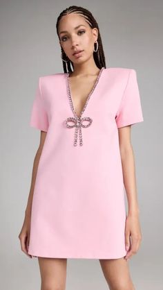 Area Crystal Bow V Neck T-Shirt Dress | Shopbop Eminem, Couture, Pregnacy Fashion, Chic Evening Dress, Outing Outfit, Laura Lee, China Fashion, Classy Dress, 4 20