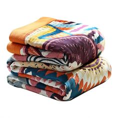 PRICES MAY VARY. 【Material】100% natural cotton. Our cotton throw blankets are made of high quality of 100% cotton, free from harmful substances and harsh chemicals, universal for all seasons, ultra soft and breathable, bringing you warmth in cold days. The knitted cotton blanket measures 90" x 98" inch (230x250cm) and the weight is 4.8 lbs (2.2kg). 【Exclusive Design】Exotic boho style with classic colors and patterns to add stylish and lively atmosphere to your bedroom. Let yourself feel infinite Cotton Gauze Blanket, Mandala Blanket, Boho Throw Blanket, Gauze Blanket, Mexican Blanket, Boho Throws, Flower Blanket, Summer Blanket, Cama Queen