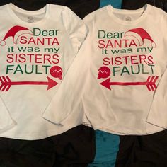 This Listing Is For 1 Dear Santa Shirt. You Pick If It’s For Brother Or Sister, Arrow Points To The Left, I Have It Labeled As Right As It Would Be The Child Stand On The Right Side. See Other Listing For The “Left” Shirt. Leave Comment To Let Me Know The Size Of The Shirt You Need. Please Allow 1-3 Days For Me To Make The Shirt. Santa Shirt, Sister Shirt, Santa Shirts, Pretty Shirts, Sister Shirts, Dear Santa, My Sister, Kids Shirts, Shirts Tops