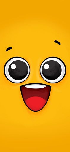 the face of a yellow emotictor with big eyes and a red tongue is shown