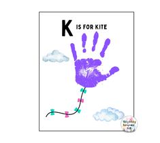 a hand print with the letter k is for kite