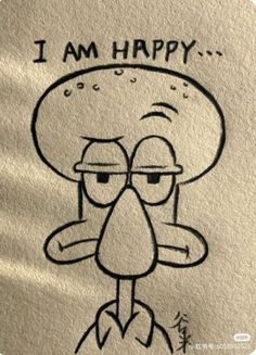 an image of a cartoon character with the words i am happy