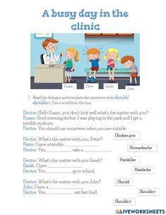 a worksheet for children to learn how to use the clinic