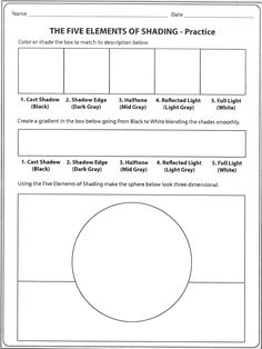 the five elements of shading worksheet for students to use in their class