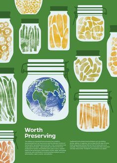 a poster with jars filled with food and the words worth preserving