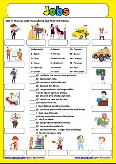 the jobs worksheet for kids with pictures and words to describe their professionss