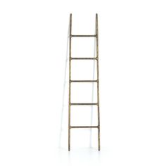 an old wooden ladder against a white background