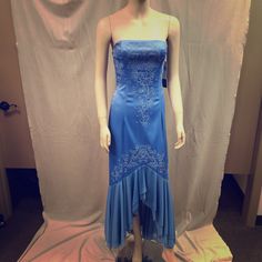 Brand New. Never Worn. Strapless Gown, Dress Makeup, Powder Blue, Fancy Dresses, Ball Dresses, One Shoulder Formal Dress, High & Low, High Low, Color Blue