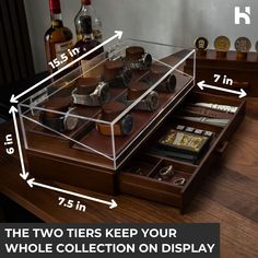 the two tiers keep your whole collection on display for up to four bottles or more