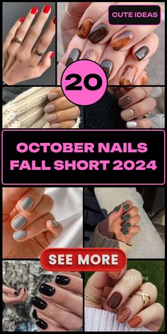 Get ready to embrace the season with stunning October nails in fall short designs that showcase the latest trends for 2024. Whether you love green, black, or brown shades, these nail designs will inspire your next look. From matte finishes to simple gel styles, almond and square shapes, there is something for everyone. Discover new acrylic and dip designs perfect for Halloween and beyond with these gorgeous options for October nails fall short! Fall Gel Short Nail Designs, October Nails 2024 Short, Fall Nails 2024 Halloween, Trendy Fall Nails Acrylic Short, Fall Nail Ideas Short Square, Short October Nails 2023, October Dip Powder Nails, Nails For October 2024, Short Nails Dip Powder Fall