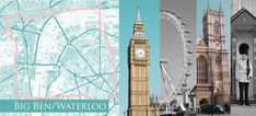 the big ben clock tower towering over the city of london, england and an image of westminster